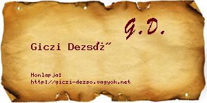 Giczi Dezső névjegykártya